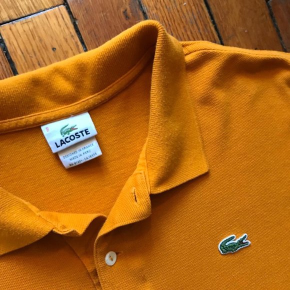 Vintage Y2K Lacoste Men Bright Orange Embroidered Alligator Logo Golf Polo Shirt - Picture 4 of 4